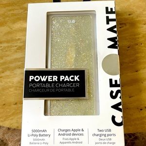 Casemate Powerpack Portable Charger Silver Glitzy Cover NWOT opened never used